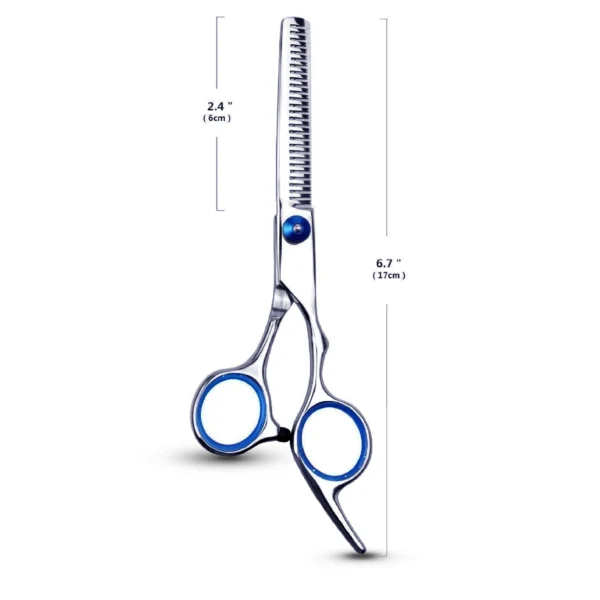 Professional Stainless Steel Hair Cutting Shears with Sharp Blades and Blue Ring Handle Design